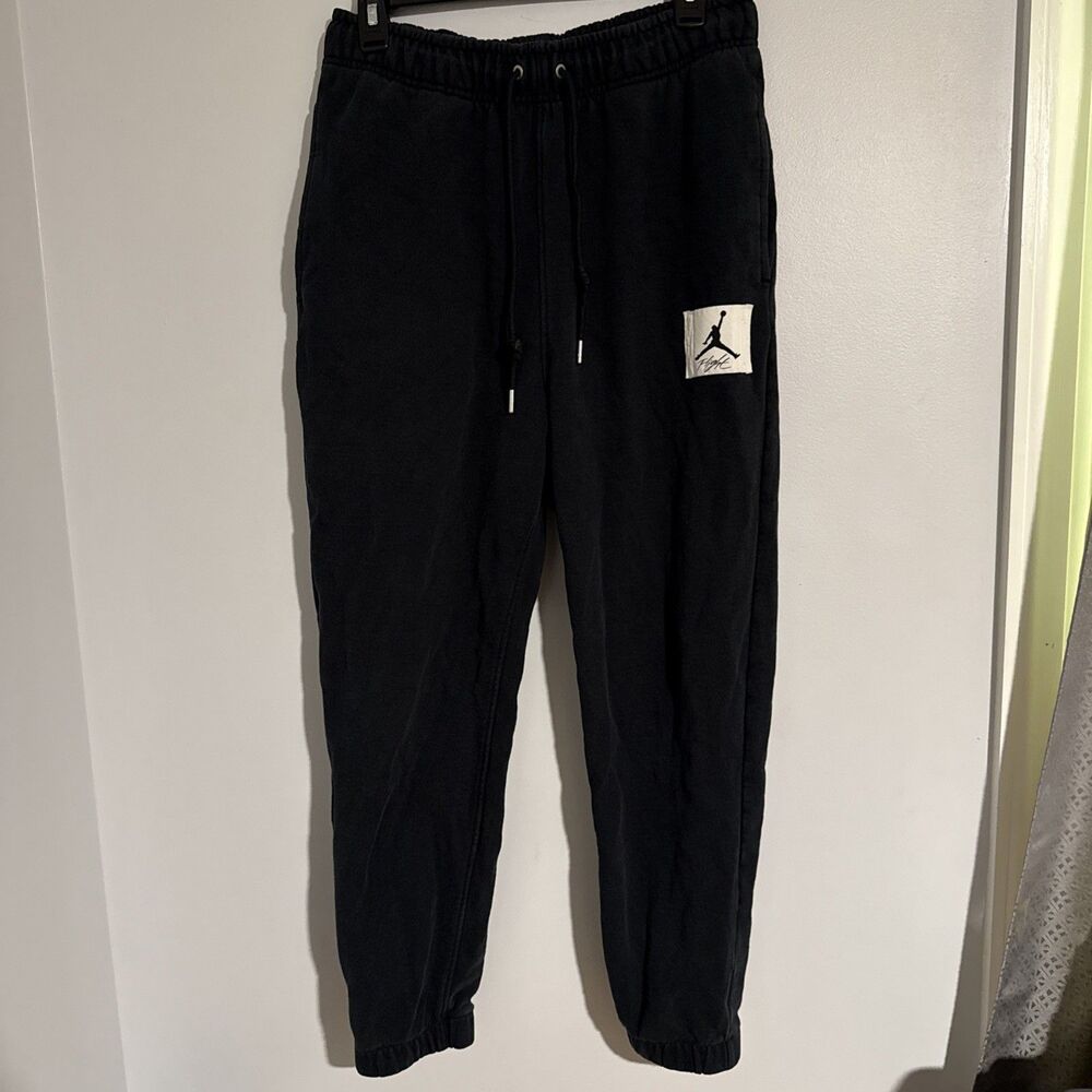Jordan Pants Mens Size L Flight Fleece Joggers Sweatpants Black Basketball Gym